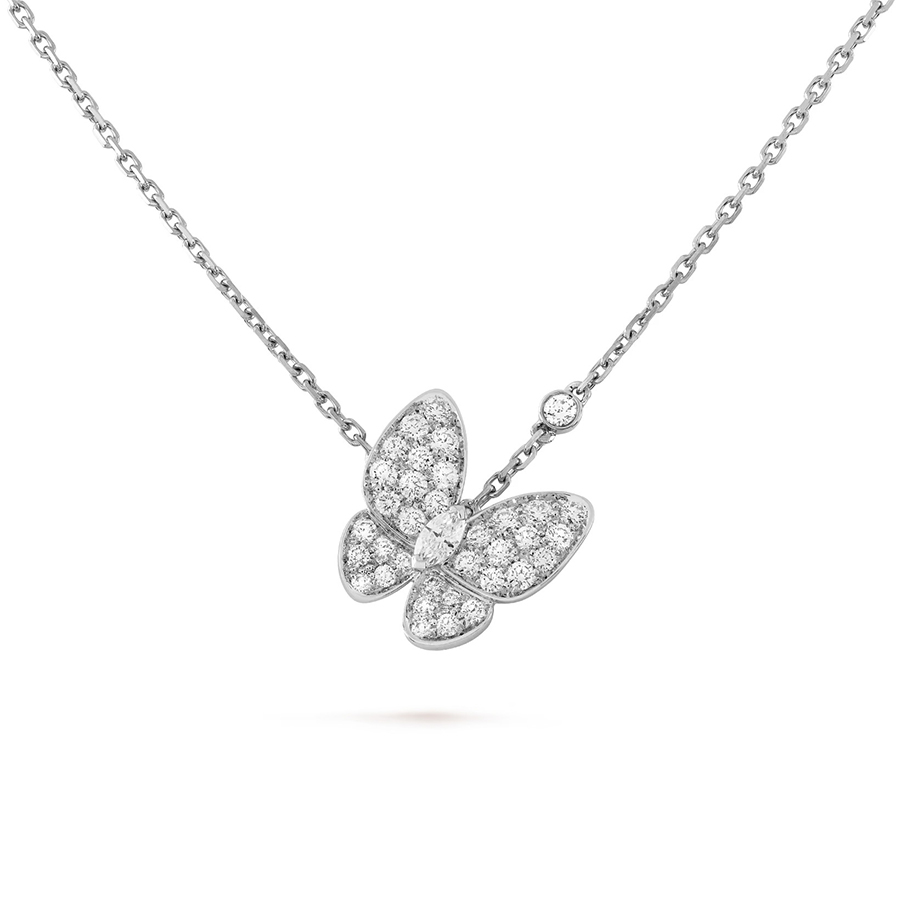 Dây Chuyền Two Butterfly Diamond Paved 18K NBDWHRS005VCA