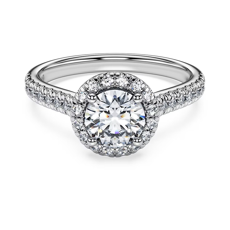 Nhẫn cầu hôn lab-grown diamond Round Halo pavé – ERBD006-LD