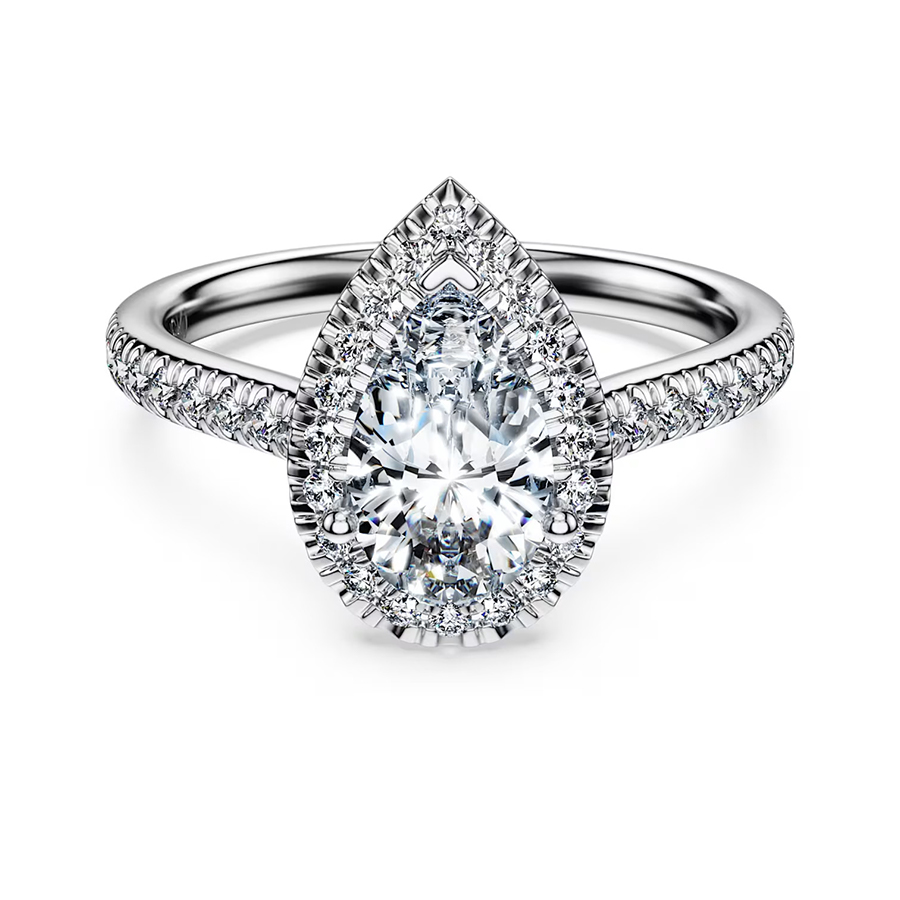 Nhẫn cầu hôn lab-grown diamond Pear Halo pavé – ERBD005-LD