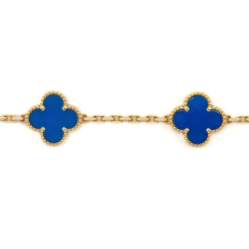 Lắc Tay Vintage Alhambra Lapis 5 Motifs 15mm 18K BBD005-VCA