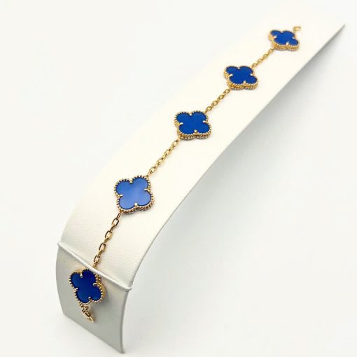 Lắc Tay Vintage Alhambra Lapis 5 Motifs 15mm 18K BBD005-VCA