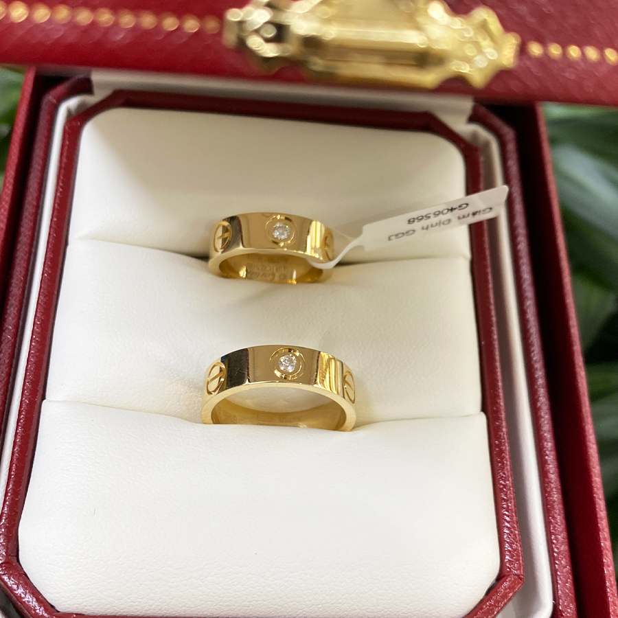 Nhẫn cưới kim cương Love Wedding 1 diamond 18K WRBD-HK010-CAR