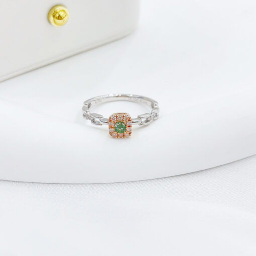 Nhẫn cầu hôn kim cương tự nhiên Petite Green Halo 18K - ERBD-HK006