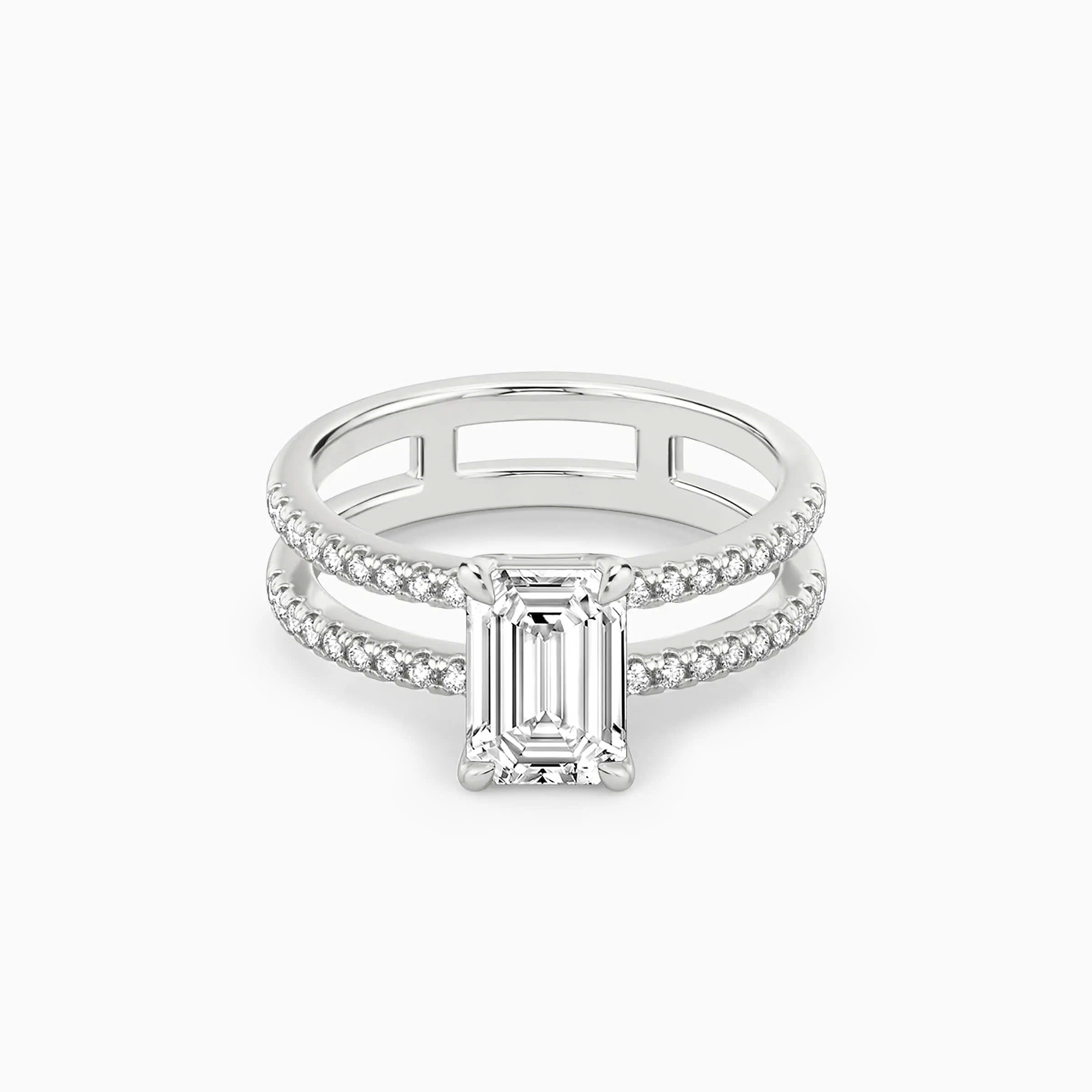 Nhẫn cầu hôn Emerald Dual Embrace - ERBJ063