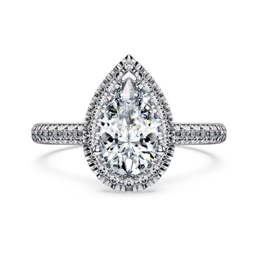 Nhẫn cầu hôn lab-grown diamond Pear Halo pavé - ERBD005-LD