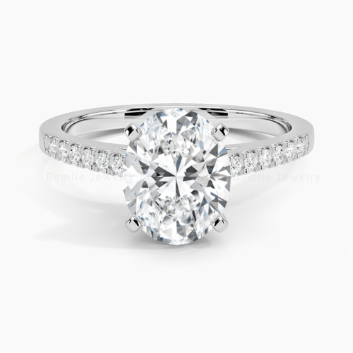 Nhẫn cầu hôn Oval Solitaire pave - ERBJ001