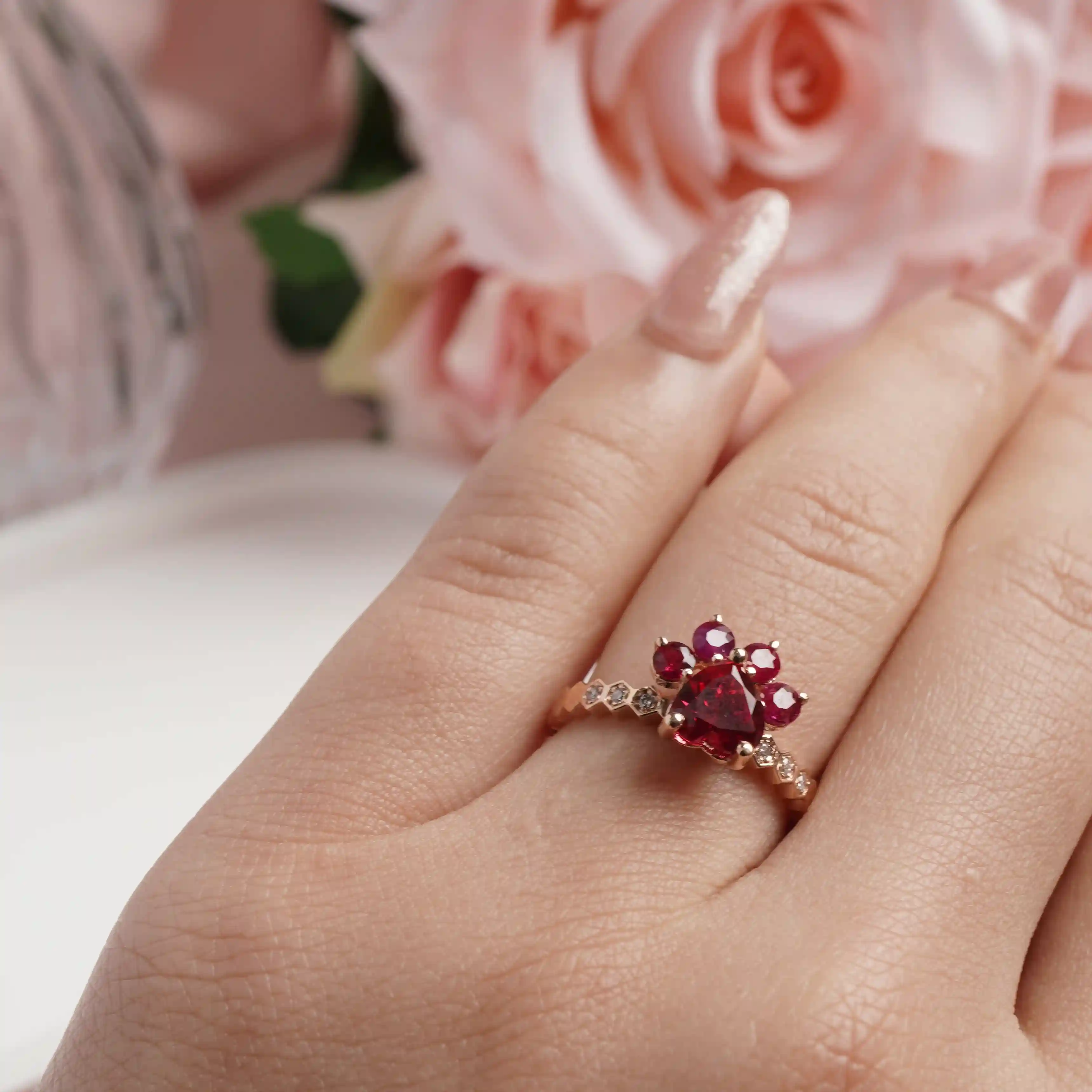 Nhẫn cầu hôn Cat Footprint - ERBD006-R