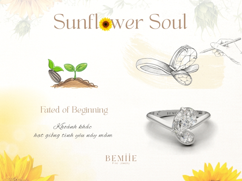 Giai đoạn tình yêu nảy mầm - nhẫn hoa hướng dương Sunflower Soul